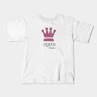 Queen Mama Sparkles in Purple Glitter Crown Kids T-Shirt